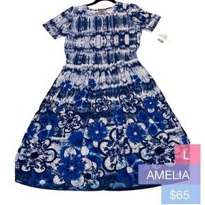 LuLaRoe Amelia Dress Ombré Dipped Tiedye Floral